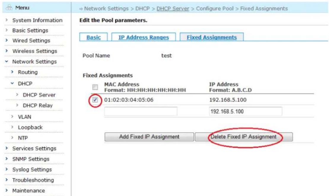 Aruba AirMesh MST200 - Deleting an Existing Fixed Assignment - 1