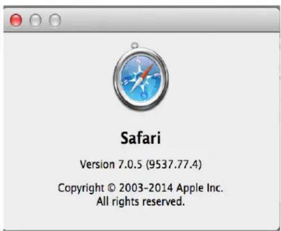 Safari Version 7.0.5 (9537.77.4) Copyright © 2003-2014 Apple Inc. All rights reserved.