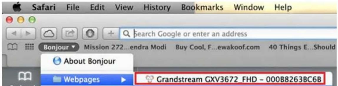 Safari File Edit View History Bookmarks Window Help Search Google or enter an address Bonjour Mission 272...endra Modi Buy Cool, F...ewakoof.com 40 Things E...Should About Bonjour Webpages Grandstream GXV3672_FHD - 000B8263BC6B
