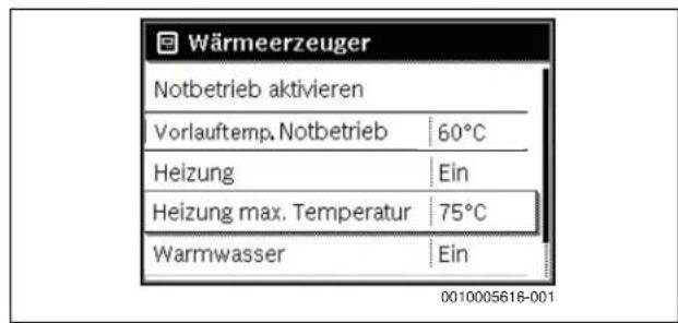 BOSCH Olio Condens 8000F - Maximale Vorlauftemperatur einstellen - 1