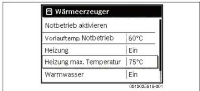 BOSCH Olio Condens 7000F - Maximale Vorlauftemperatur einstellen - 1