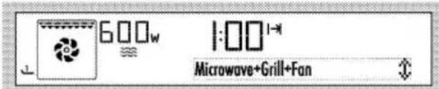 600w 1:00 Microwave+Grill+Fan