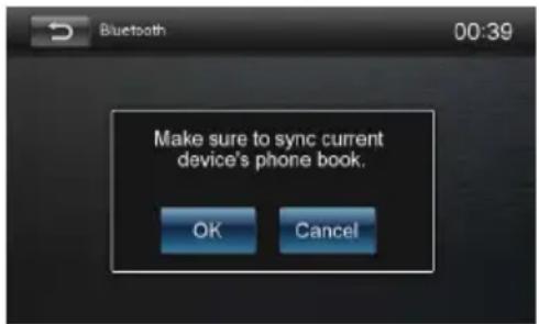 Make sure to sync current device's phone book. OK Cancel