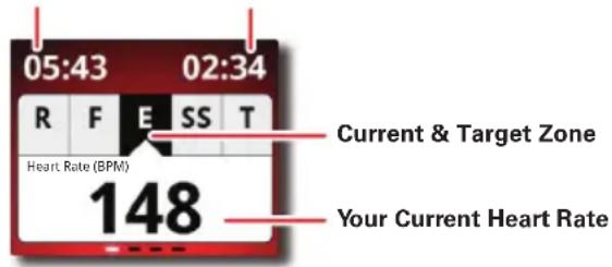 05:43 02:34 R F E SS T Heart Rate (BPM) 148 Current & Target Zone Your Current Heart Rate