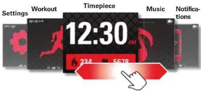 Settings Workout Timepiece 12:30 AM Music Notifications Settings Workout 234 5678