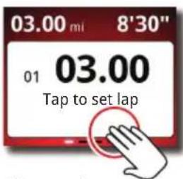 03.00 mi 8'30" 01 03.00 Tap to set lap