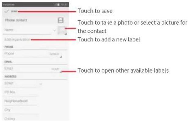 Vodafone Smart 4 Power - Adding a contact3.3.3 - 1