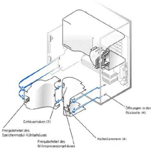 DELL PowerEdge 1500SC - Mikroprozessor und Speichermodul-Kühlgehäuse entfernen - 1