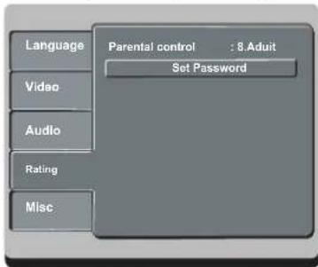 PHILIPS DVP3142KM - Using the Rating setup menu - 1