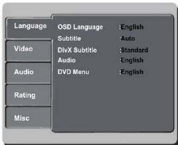 PHILIPS DVP3142KM - Using the Language setup menu - 1