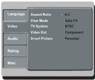 PHILIPS DVP3142KM - Using the Video setup menu - 1