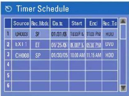 PHILIPS DVDR3350H - Changing/Deleting a timer recording - 1