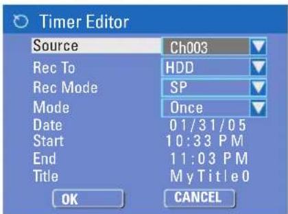 PHILIPS DVDR3350H - Changing/Deleting a timer recording - 2