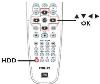 PHILIPS DVDR3350H - Accessing the HDD title edit menu - 1