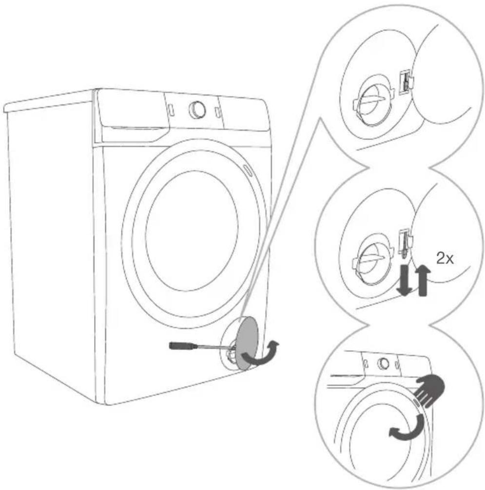 HISENSE WFGE70141VM/S - MANUELLES ÖFFNEN DER LUKE BEI STROMAUSFALL bzw. BEI UNTERBRECHUNG DES PROGRAMMS - 1