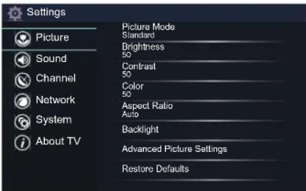 HISENSE 43H6C - Picture Menu - 1