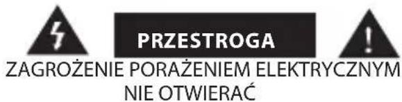 PRZESTROGA ZAGROŻENIE PORAŻENIEM ELEKTRYCZNYM NIE OTWIERAĆ