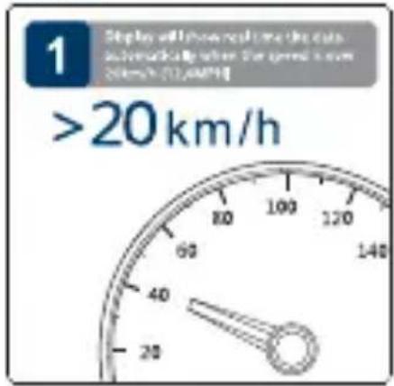 1 Display will show real time the data automatically when the speed is over 50km/h (7.5MPa) >20 km/h