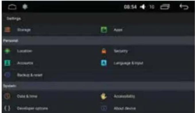 Settings Storage Appn Personal Location Security Accountize Language & Input Backup & reset System Date & time Accessibility Developer options About Device