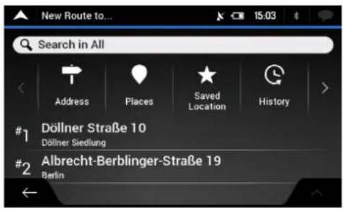 New Route to... Search in All Address Places Saved Location History #1 Döllner Straße 10 Döllner Siedlung #2 Albrecht-Berblinger-Straße 19 Berlin