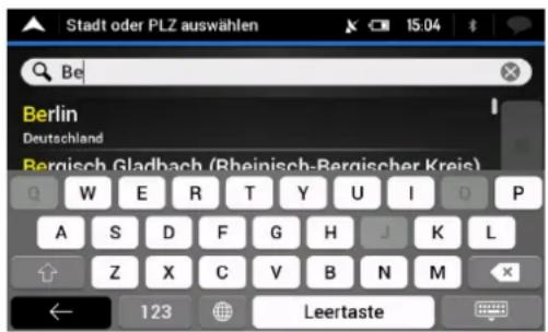 Stadt oder PLZ auswählen 15:04 Be Berlin Deutschland Bergisch Gladbach (Rheinisch-Bergischer Kreis) Q W E R T Y U I Q P A S D F G H J K L Z X C V B N M ← 123 Leertaste