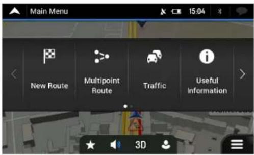 Main Menu New Route Multipoint Route Traffic i Useful Information 3D