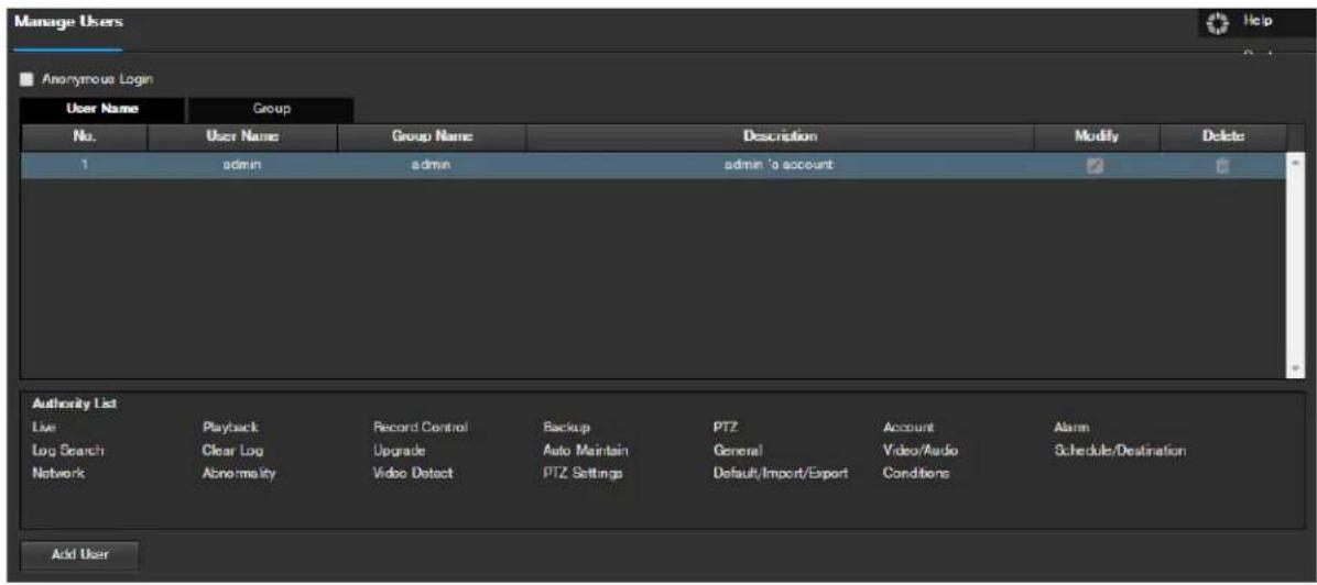 Amcrest IP2M-842EB - Manage Users - 1