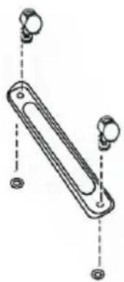 Simple line drawing of a mechanical component with two circular features and dashed alignment lines (no text or symbols)
