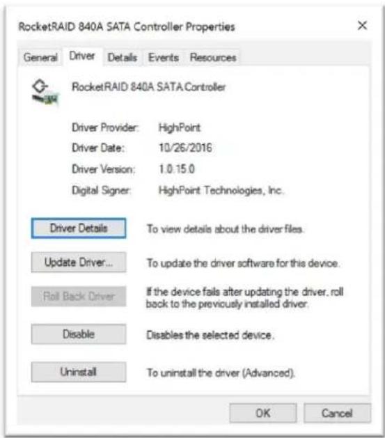 Highpoint RocketStor 6628A - Checking your Driver Version - 2