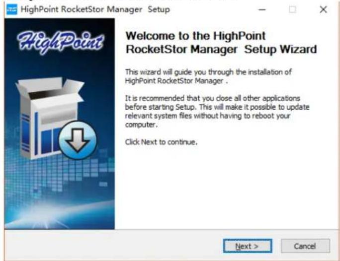 Highpoint RocketStor 6628A - Installing the HighPoint RocketStor RAID Manager - 2
