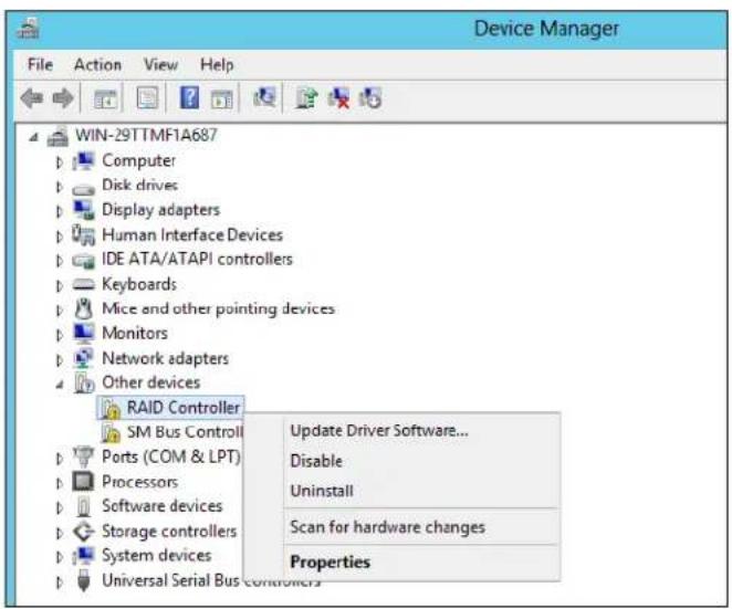 Highpoint RocketStor 6628A - Under Other Devices, right click on RAID controller and click Update Driver Software: - 1