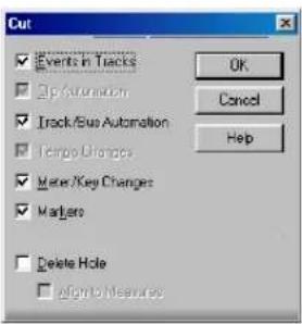 Cut ✓ Events in Tracks ✓ Stop Automation ✓ Track/Bus Automation ✓ Scope Changes ✓ Master/Key Changes ✓ Markers ✓ Delete Hole ✓ Import Measured