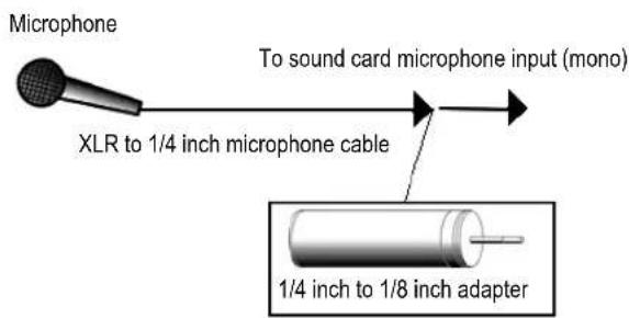 Microphone XLR to 1/4 inch microphone cable To sound card microphone input (mono) 1/4 inch to 1/8 inch adapter