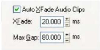 Auto XFade Audio Clips XFade: 20.000 ms Max Gap: 80.000 ms