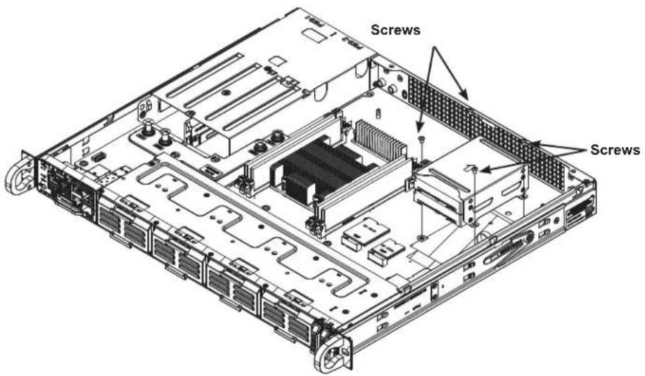 Supermicro SuperServer 1019D-14C-FRN5TP - Installing an Optional 2.5" Hard Disk Drive with a Fixed Enclosure - 2