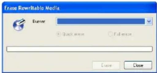 Frase Rewritable Media Bumer Quick ease Full ease Close Close
