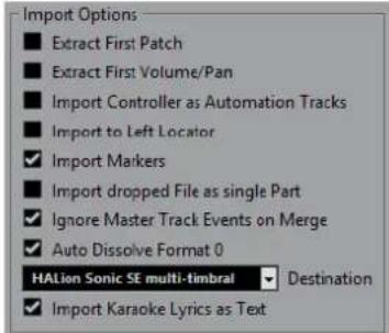 STEINBERG Cubase AI 9.5 - Import Options for MIDI Files - 1
