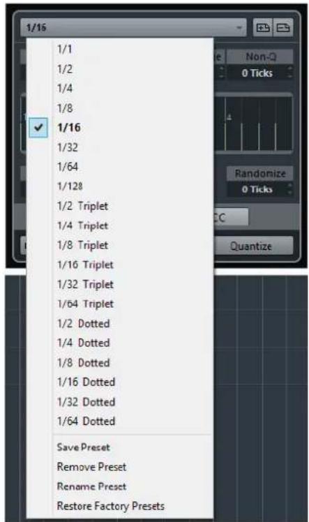 STEINBERG Cubase AI 9.5 - Quantize Presets - 1