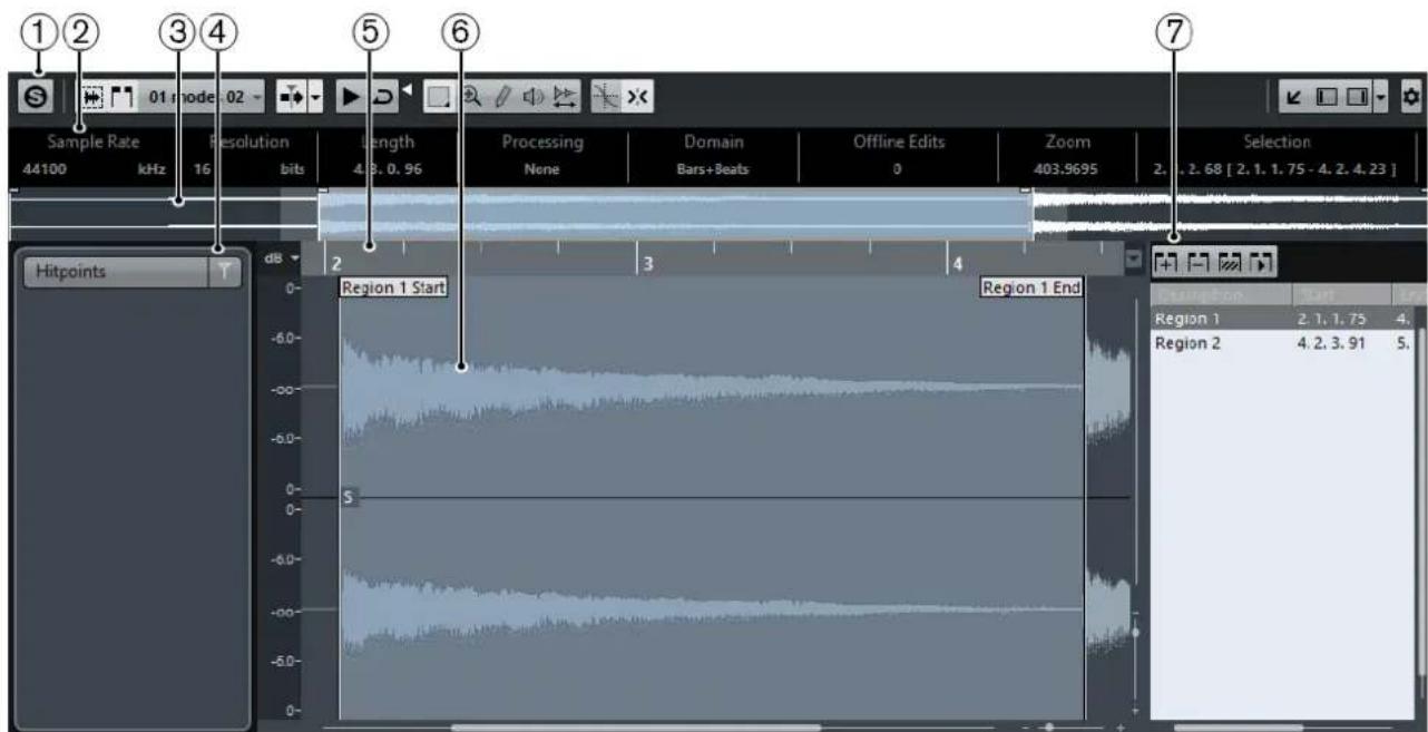 STEINBERG Cubase AI 9.5 - The Sample Editor window: - 1