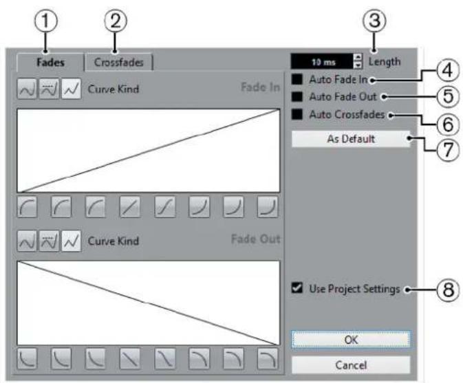 STEINBERG Cubase AI 9.5 - Auto Fades Dialog - 1