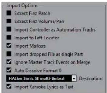 STEINBERG Cubase AI 9.5 - Import Options for MIDI Files - 1