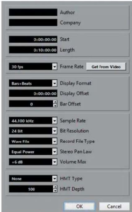 STEINBERG Cubase AI 9.5 - Project Setup Dialog - 1