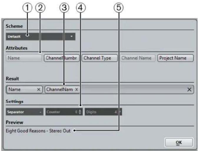 STEINBERG Cubase AI 9.5 - Naming Scheme Dialog - 1