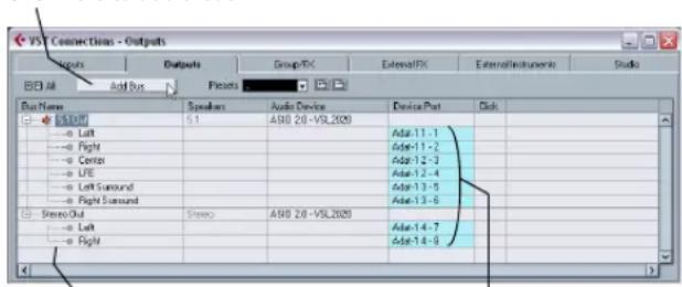 STEINBERG Cubase Studio 5 - The VST Connections window - 1