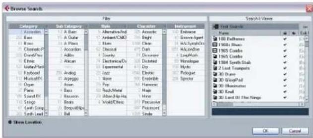 STEINBERG Cubase Studio 5 - Using the "Browse Sounds" dialog - 1