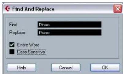 STEINBERG Cubase Studio 5 - Find and replace - 1