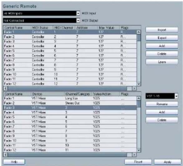 STEINBERG Cubase Studio 5 - Select the Generic Remote device in the Devices list to the left. - 1