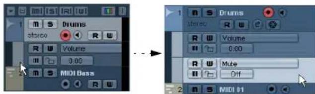STEINBERG Cubase Studio 5 - Opening automation tracks - 2