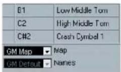 STEINBERG Cubase Studio 5 - Drum map and name pop-up menus - 1