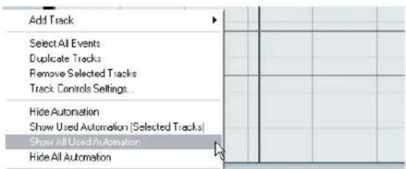 STEINBERG Cubase Studio 5 - Showing only used automation tracks - 1